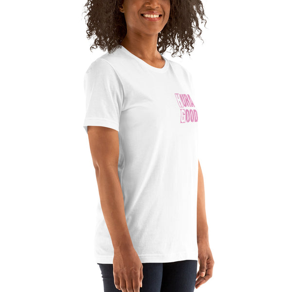 Hura Good Women's Pink Text Front and Back