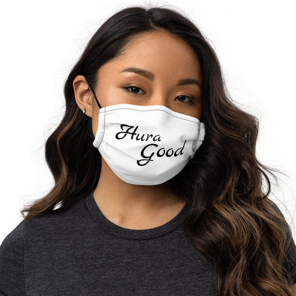 Hura Good Unisex White Face Mask Logo Black