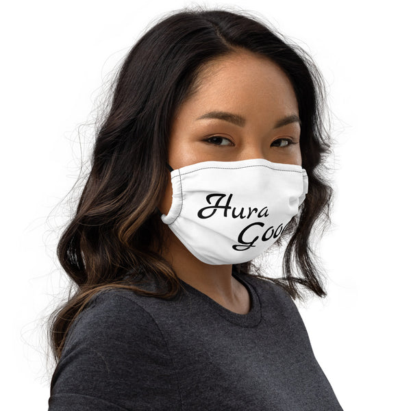 Hura Good Unisex White Face Mask Logo Black