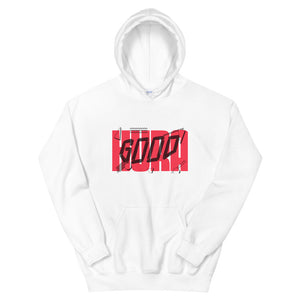 Hura Good Bold Graffiti Pullover Hoodie Unisex Streetwear Jumper 90s Style Fashion Black White Retro Urban Clothing Cozy Warm Trendy Apparel