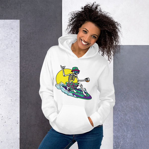 Hura Good Unisex Skeleton Surfer Hoodie