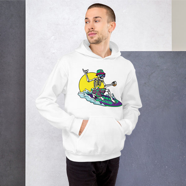 Hura Good Unisex Skeleton Surfer Hoodie