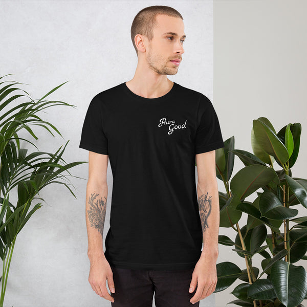 Hura Good Men's Black T-Shirt Logo White