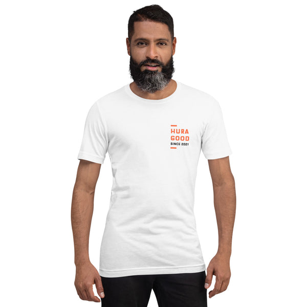 Hura Good Men's White T-Shirt Sign Orange